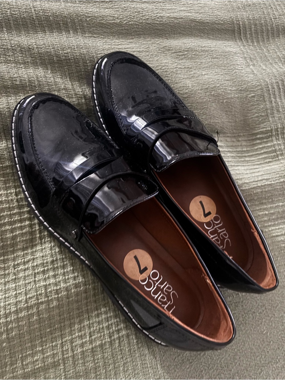 Franco Sarto Black Patent Leather Penny Loafers